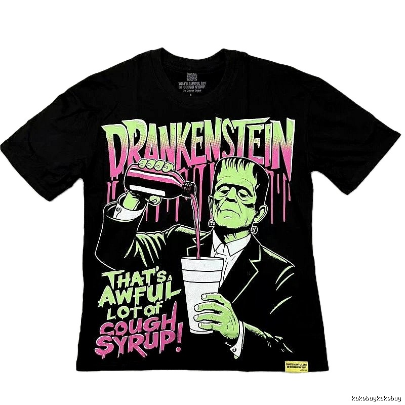 Streetwear Brand Frankenstein Street Style Black Short-sleeve T-shirt