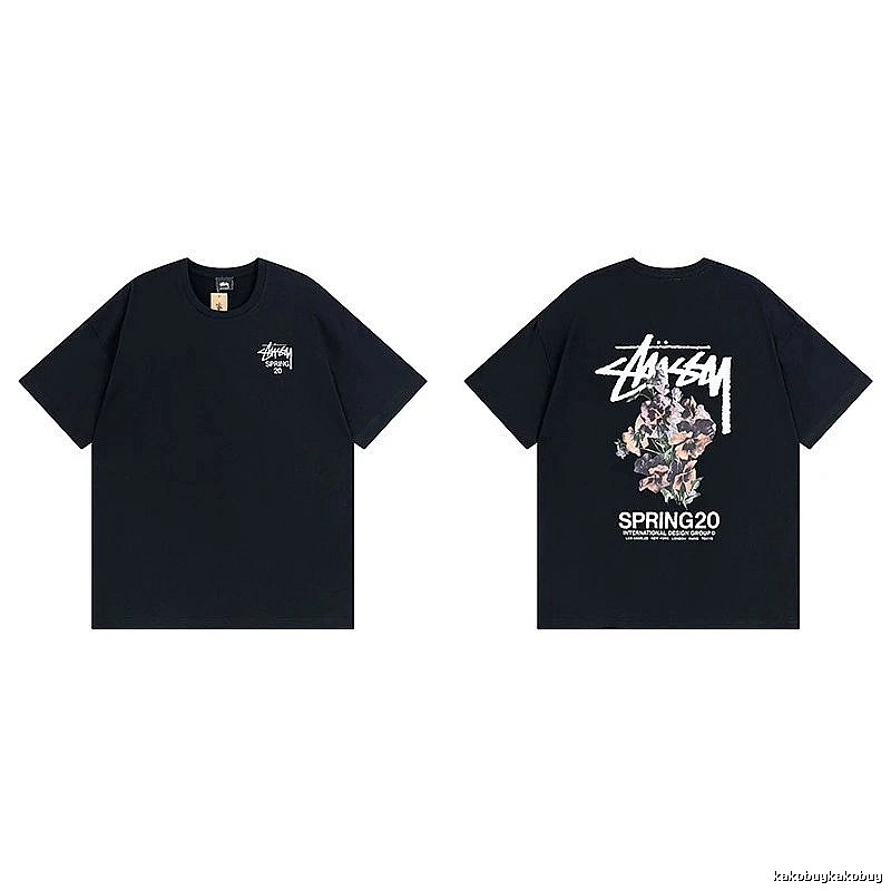 Stussy Black Spider Graphic T-Shirt Warm Weather Logo
