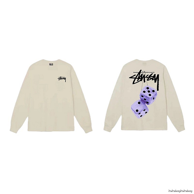 Stussy Dice Print Off-white Long-sleeve Shirt