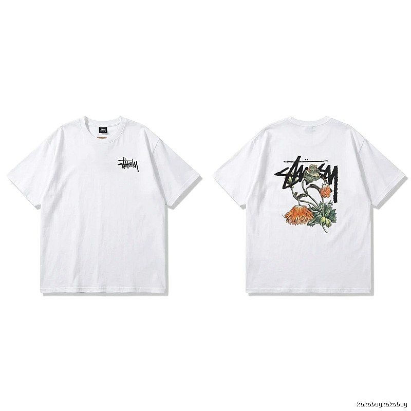 Stussy Floral Print White T-shirt