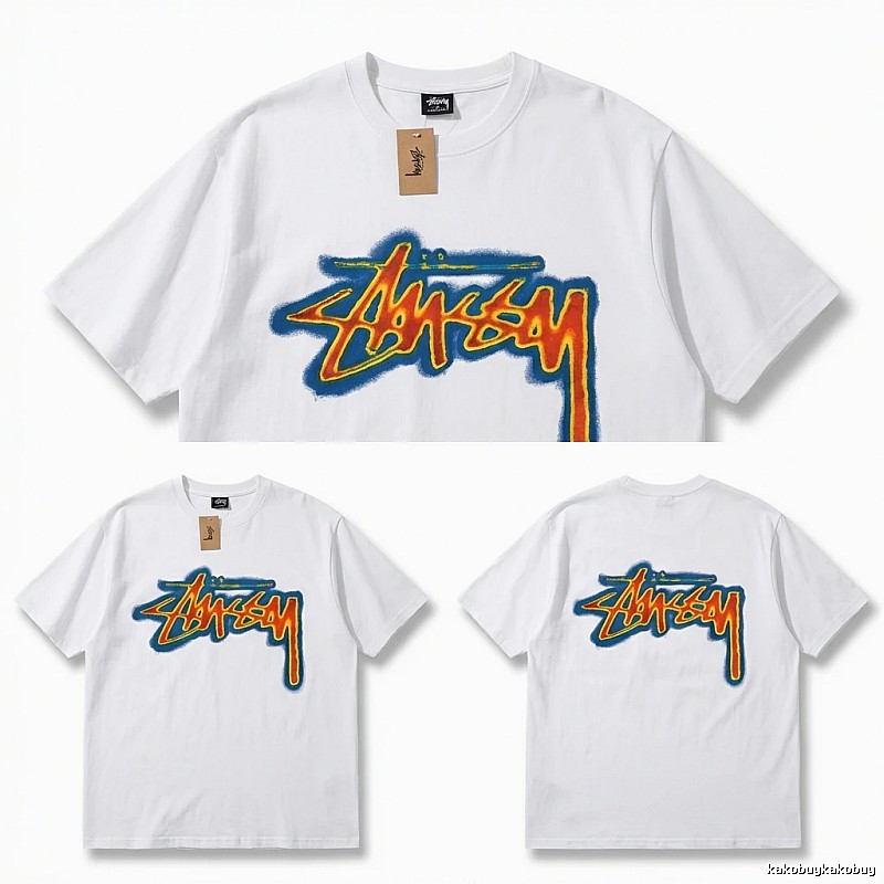Stussy Graffiti Trendy Brand White T-shirt