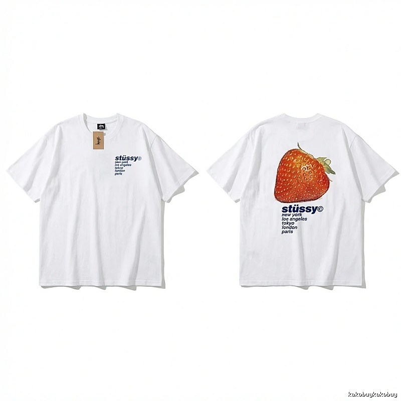Stussy Strawberry Print White T-shirt