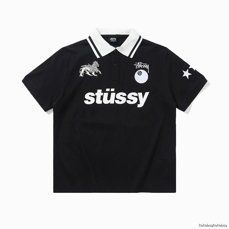 Stussy Trendy Style Black Polo Shirt