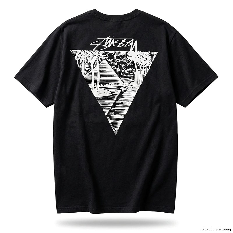 Stussy triangle print style black T-shirt