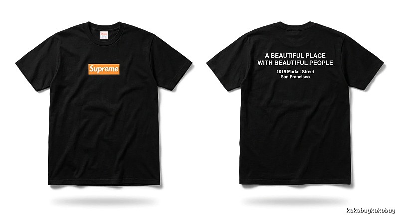 Supreme orange printed trendy and cool short-sleeved shirt