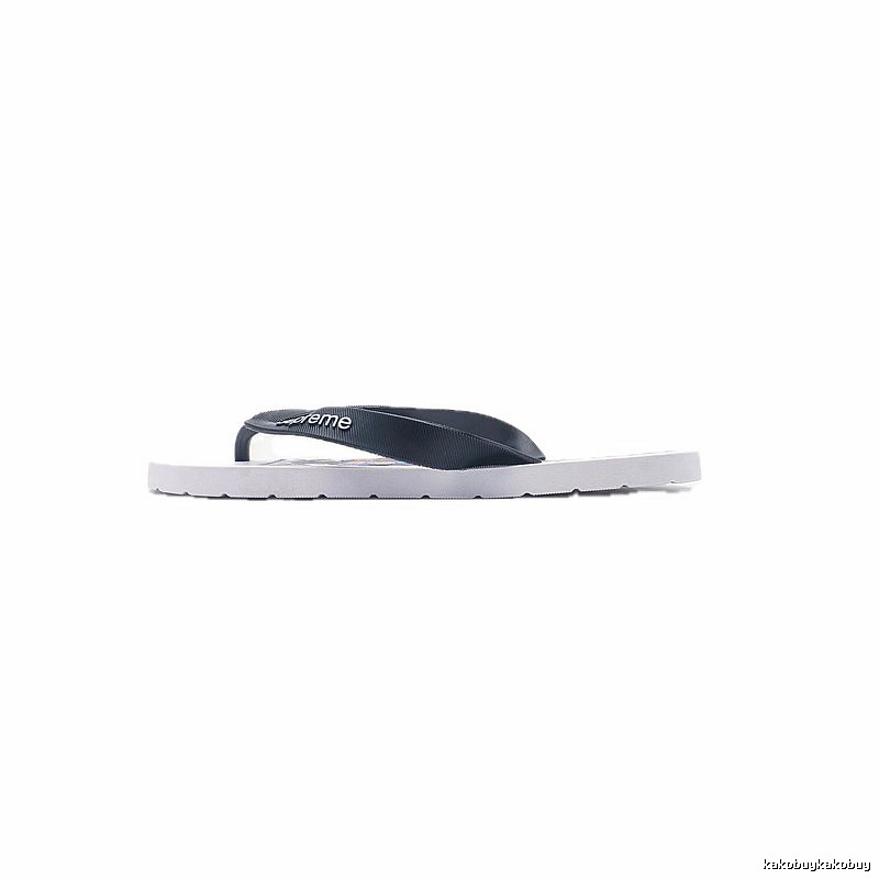 Supreme Street Fashion Black and White Flip-Flops