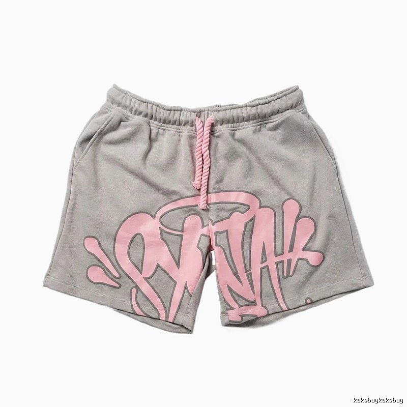SynaWorld graffiti-style gray shorts