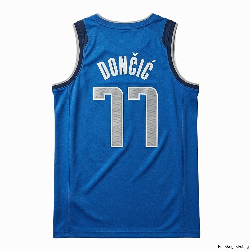 The blue basketball uniform of Luka Doncic of the Mavericks.