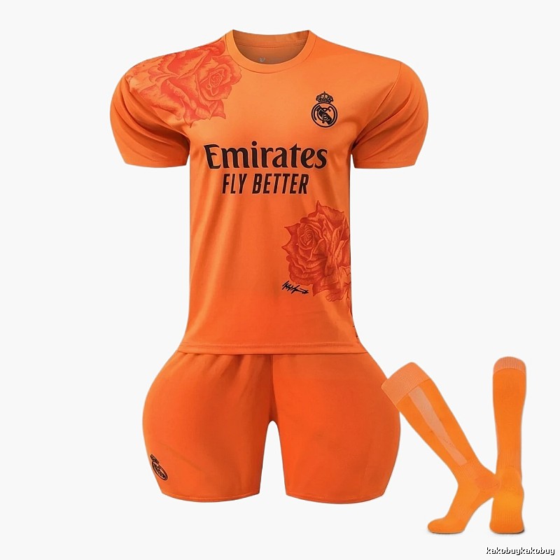 The Real Madrid Rose Orange Football Jersey.