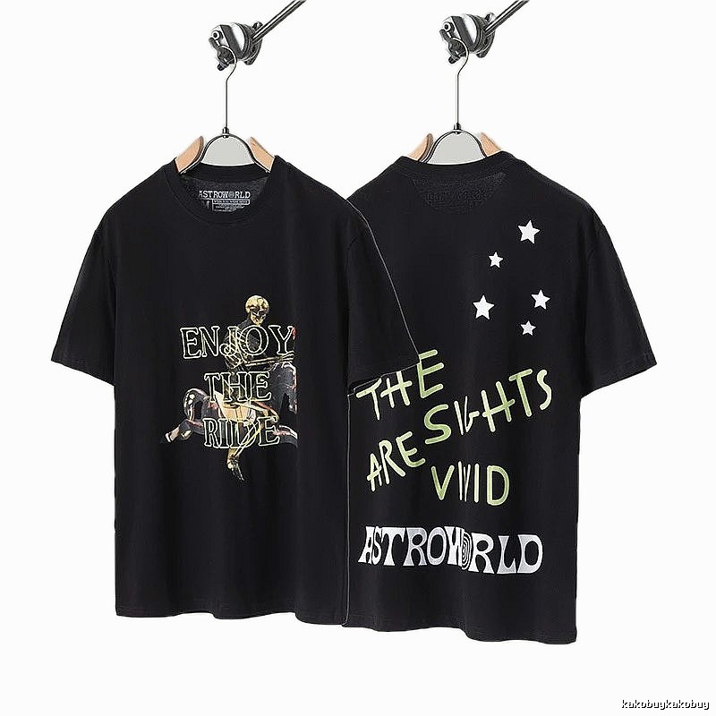 Travis Scott Astroworld Hip-hop Style Black T-shirt