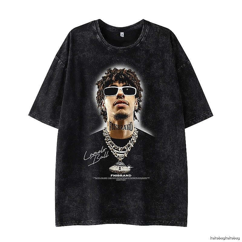 Tupac Daily Portrait graphic T-shirt Black Tupac Collage for City Outfits