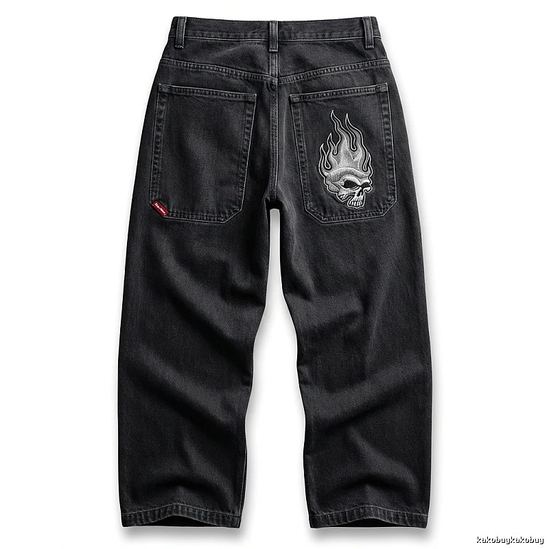 Y2K Fear of God Flame Black Denim Shorts